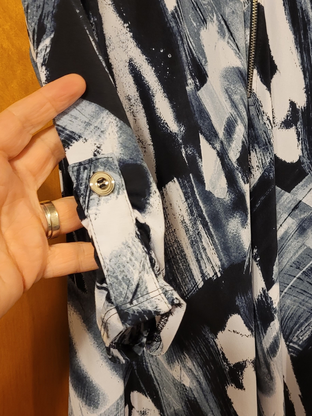 Joseph Ribkoff Black, White & Gray Abstract Zip Tunic - Picture 3 of 4